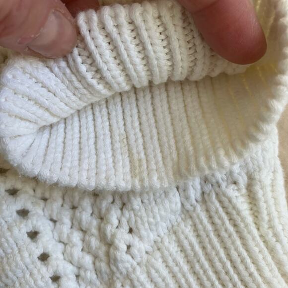 T TAHARI Women's Open Knit Cotton Blend Crewneck Sweater Chunky Knit Fisherman - Picture 13 of 16